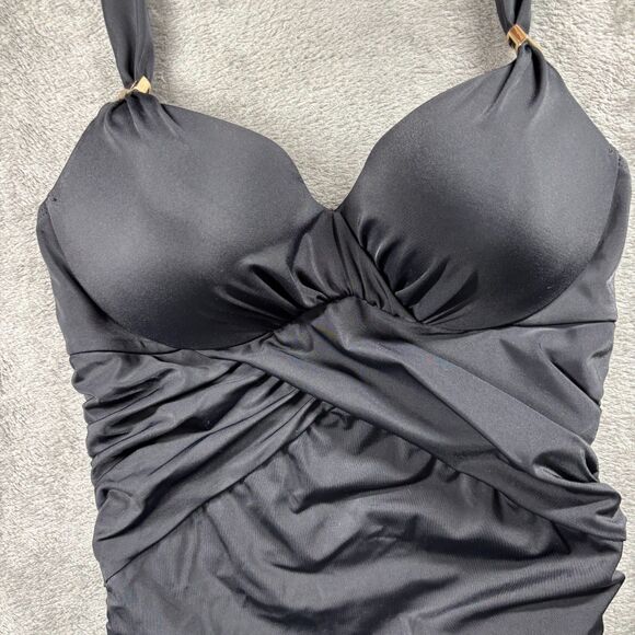 Victoria Secret Unforgettable One Piece Swimsuit Halter Underwire Black 34B E105 - Picture 3 of 10